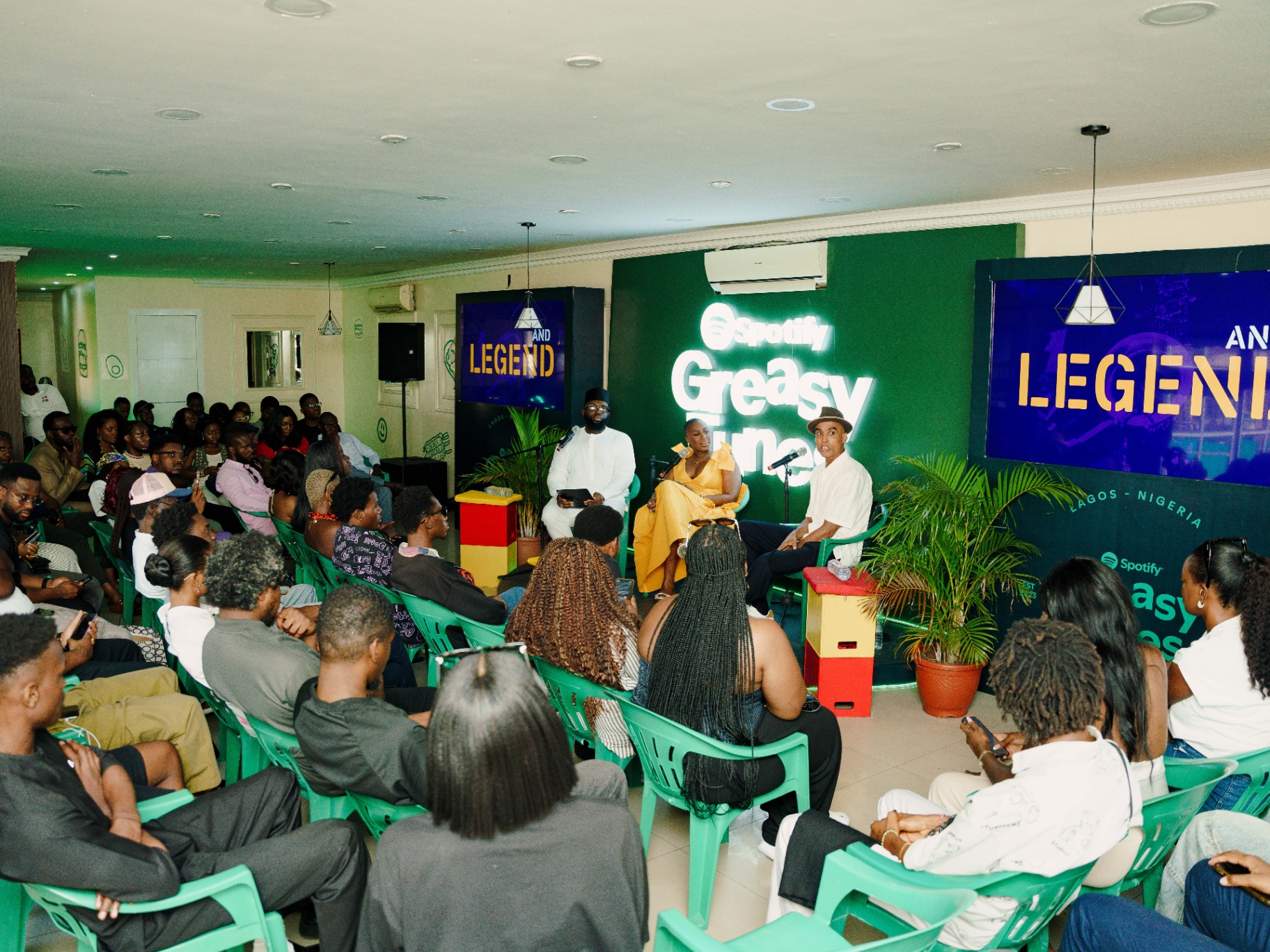 Panel conversation on Fela's legacy before a full audience at the Afrobeat Rebellion programme