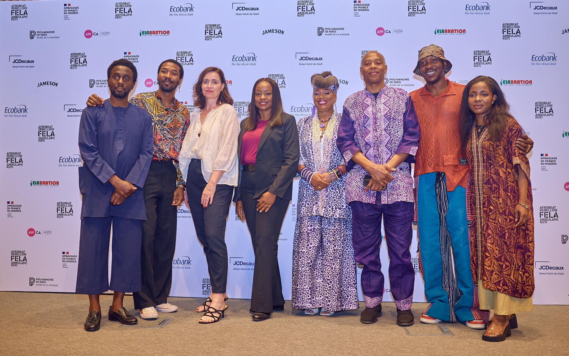 Curatorial and production team of Afrobeat Rebellion at the Lagos press wall